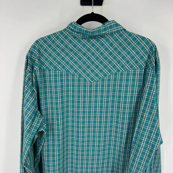 Vintage Wrangler Plaid Pearl Snap Long Sleeve Casual Button Down Men's 2XL - Picture 3 of 9